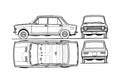 Blueprint Fiat 128 Sedan 1972 A4 Photo Print