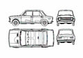 Blueprint Fiat 128 Sedan 1973 A4 Photo Print