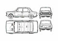 Blueprint Fiat 128 Sedan 1977 A4 Photo Print