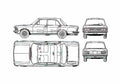 Blueprint Fiat 130 Sedan 1973 A4 Photo Print