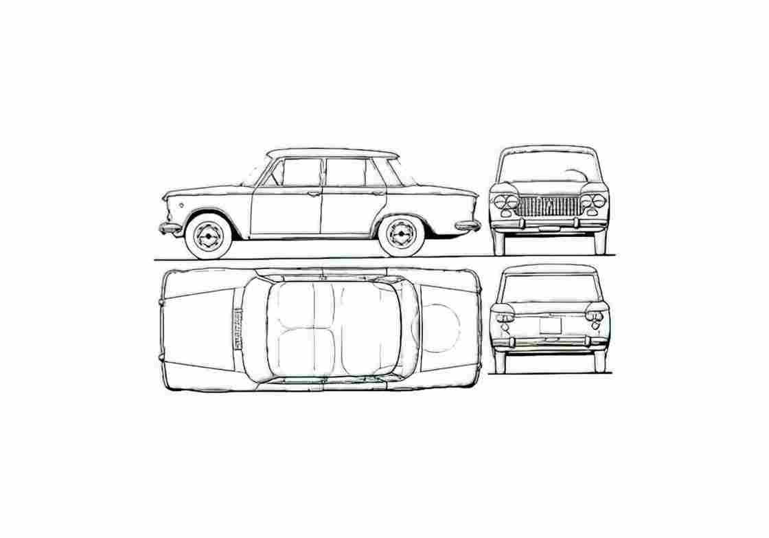 Blueprint Fiat 1300 Sedan 1962 01 A4 Photo Print