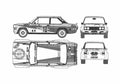 Blueprint Fiat 131 Abarth Coupe 1976 A4 Photo Print