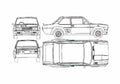 Blueprint Fiat 131 Mirafiori Abarth Rallye Sedan 1974 A4 Photo Print
