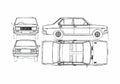 Blueprint Fiat 131 TC Supermirafiori Sedan 1979 A4 Photo Print