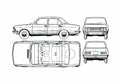 Blueprint Fiat 132 1600 Sedan 1973 A4 Photo Print