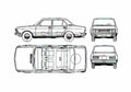 Blueprint Fiat 132 Sedan 1973 A4 Photo Print
