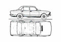 Blueprint Fiat 132S Sedan 1974 A4 Photo Print