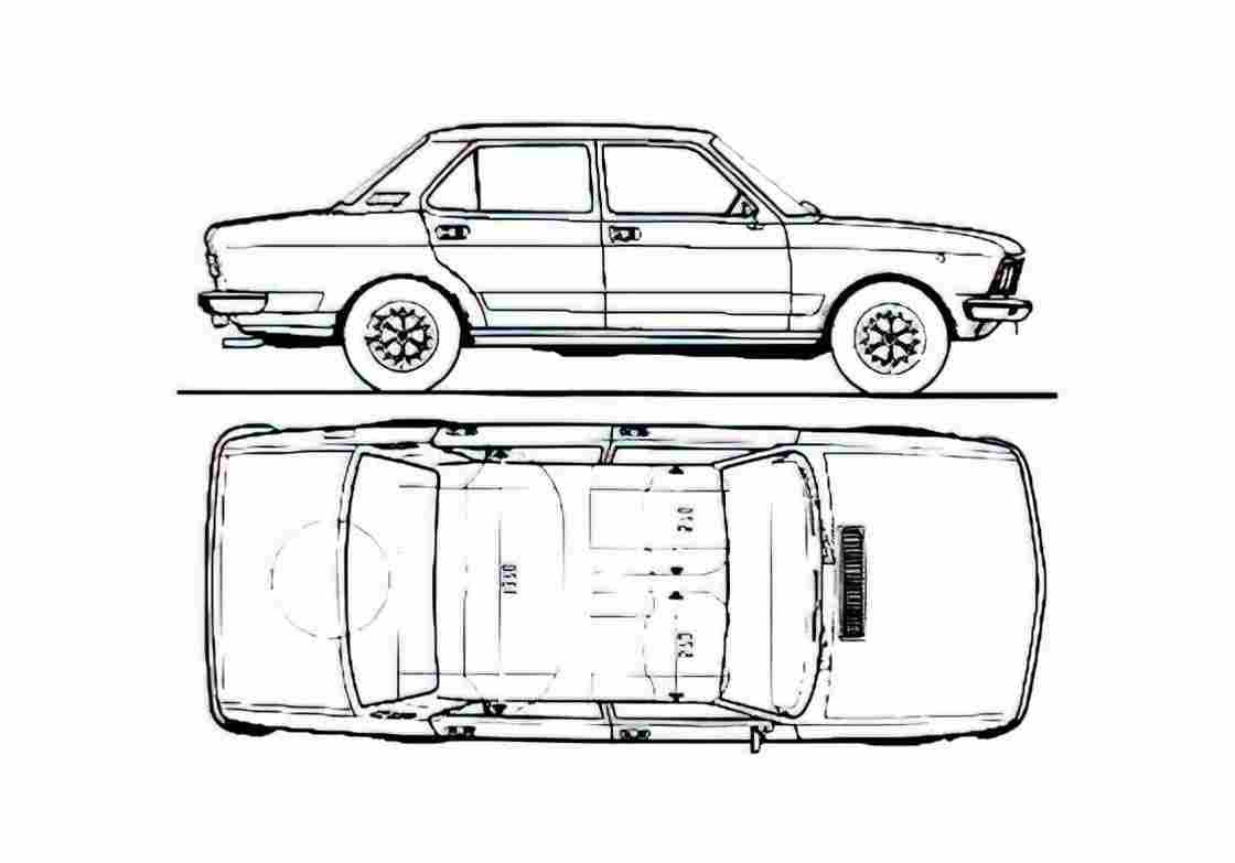 Blueprint Fiat 132S Sedan 1974 A4 Photo Print