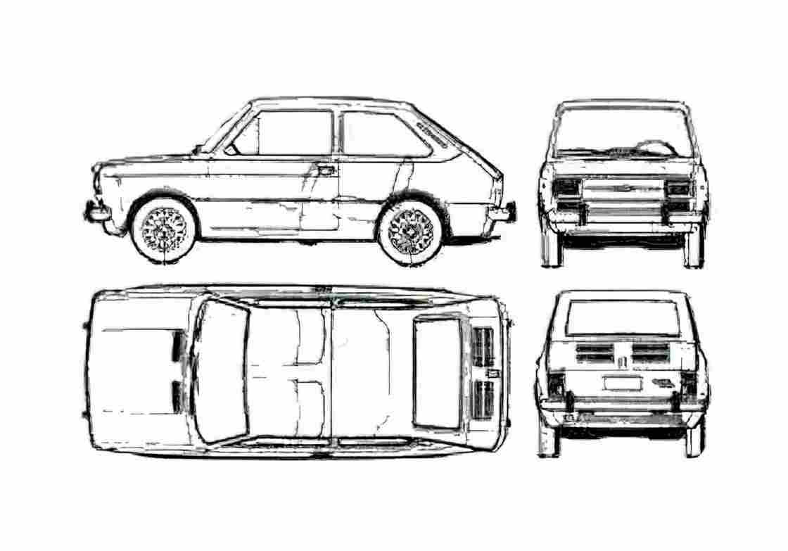 Blueprint Fiat 133 Hatchback 1974 A4 Photo Print