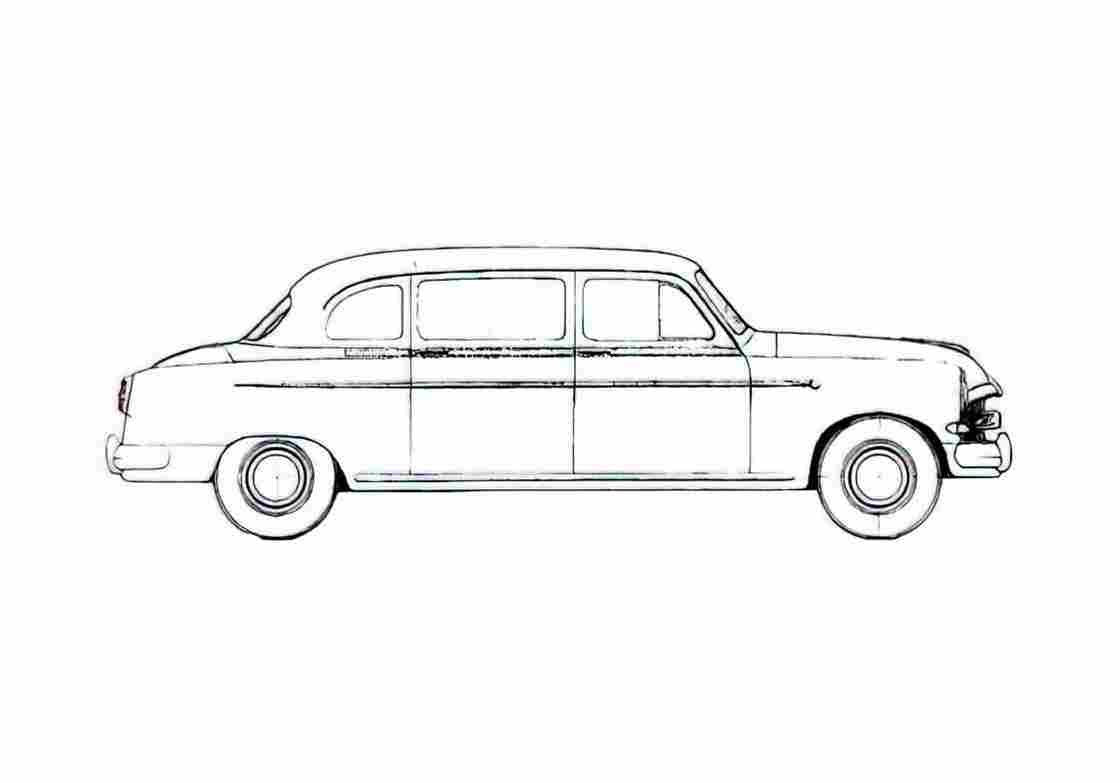 Blueprint Fiat 1400 A Lombardi Limousine 1954 A4 Photo Print