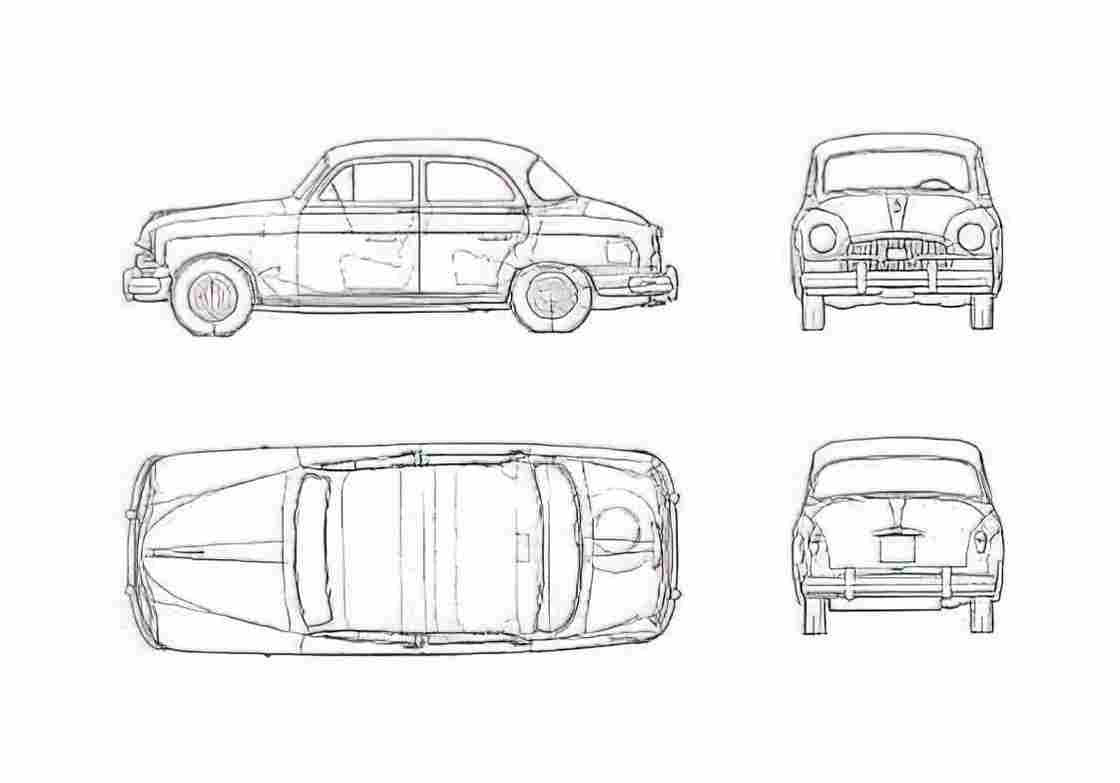 Blueprint Fiat 1400 B Berlina Sedan 1956 A4 Photo Print