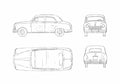 Blueprint Fiat 1400 Berlina Sedan 1956 A4 Photo Print