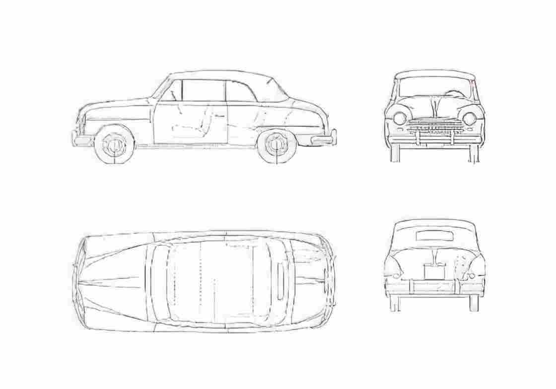 Blueprint Fiat 1400 Cabriolet 1951 A4 Photo Print