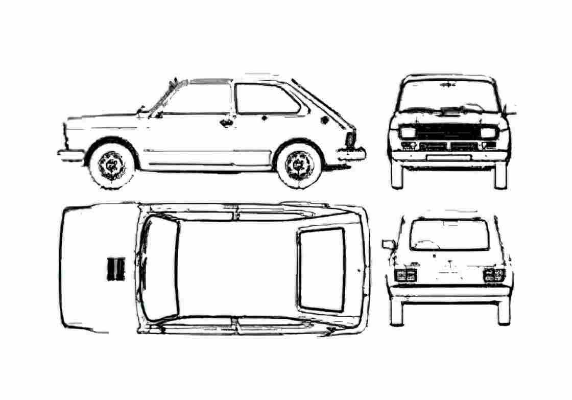 Blueprint Fiat 147 Brio Hatchback 1987 A4 Photo Print