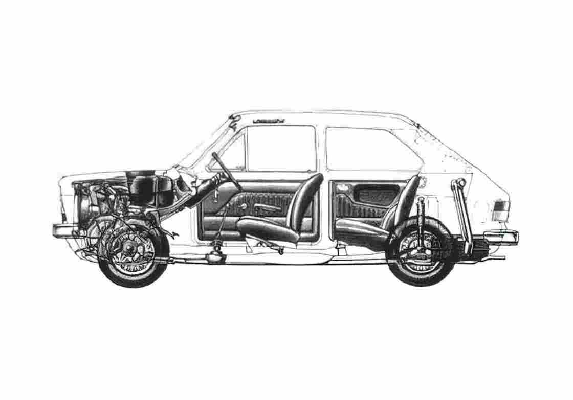 Blueprint Fiat 147 Brio Sedan 1997 A4 Photo Print