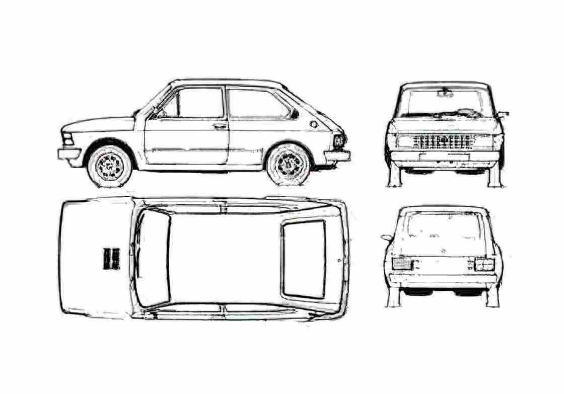 Blueprint Fiat 147 GL Vivace Hatchback 1983 A4 Photo Print