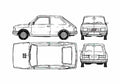 Blueprint Fiat 147 Spazio Hatchback 1976 A4 Photo Print