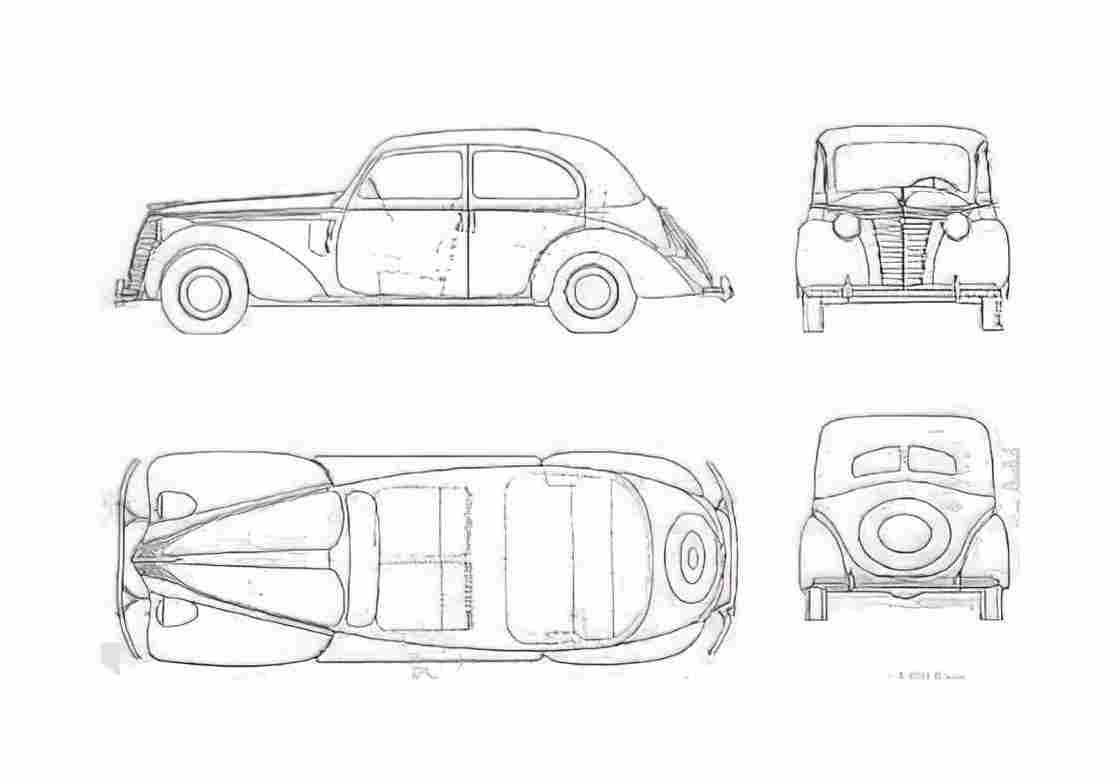 Blueprint Fiat 1500 Berlina Sedan 1946 A4 Photo Print