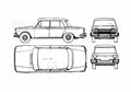 Blueprint Fiat 1500 C Sedan 1965 A4 Photo Print