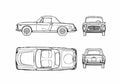 Blueprint Fiat 1500 Cabriolet 1960 A4 Photo Print