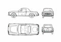 Blueprint Fiat 1500 Cabriolet 1961 A4 Photo Print