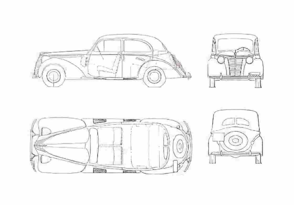 Blueprint Fiat 1500 D Berlina Sedan 1949 A4 Photo Print