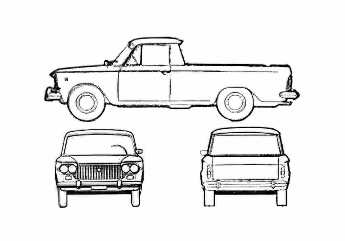 Blueprint Fiat 1500 Multicarga Pick up 1965 A4 Photo Print