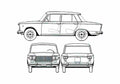 Blueprint Fiat 1500 Sedan 1963 A4 Photo Print