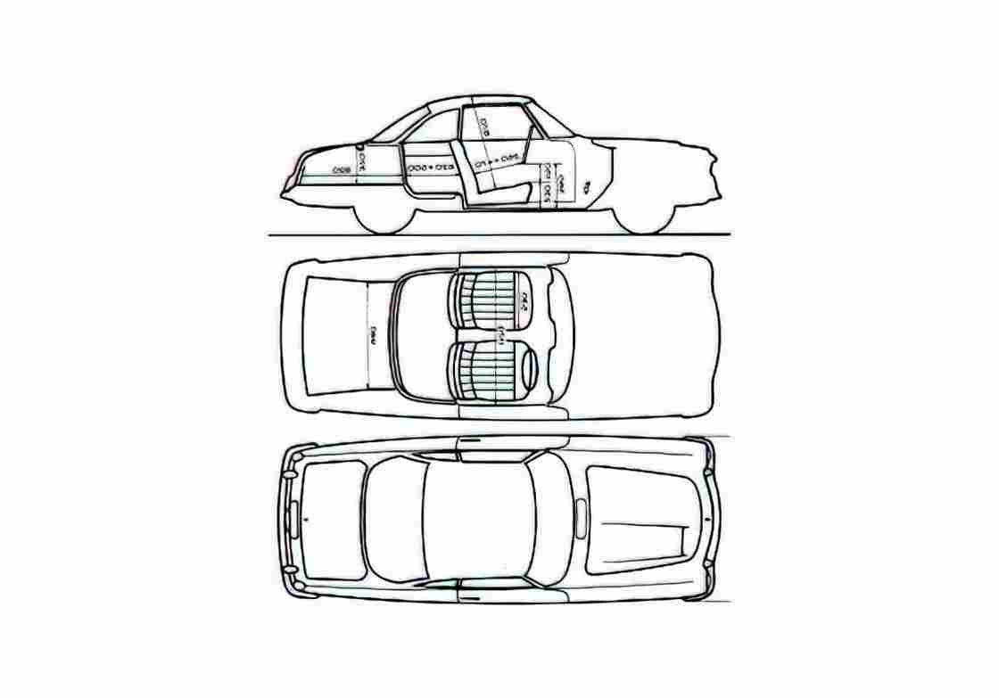 Blueprint Fiat 1600S Pininfarina Coupe 1960 A4 Photo Print