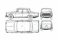 Blueprint Fiat 1800 B Sedan 1963 A4 Photo Print