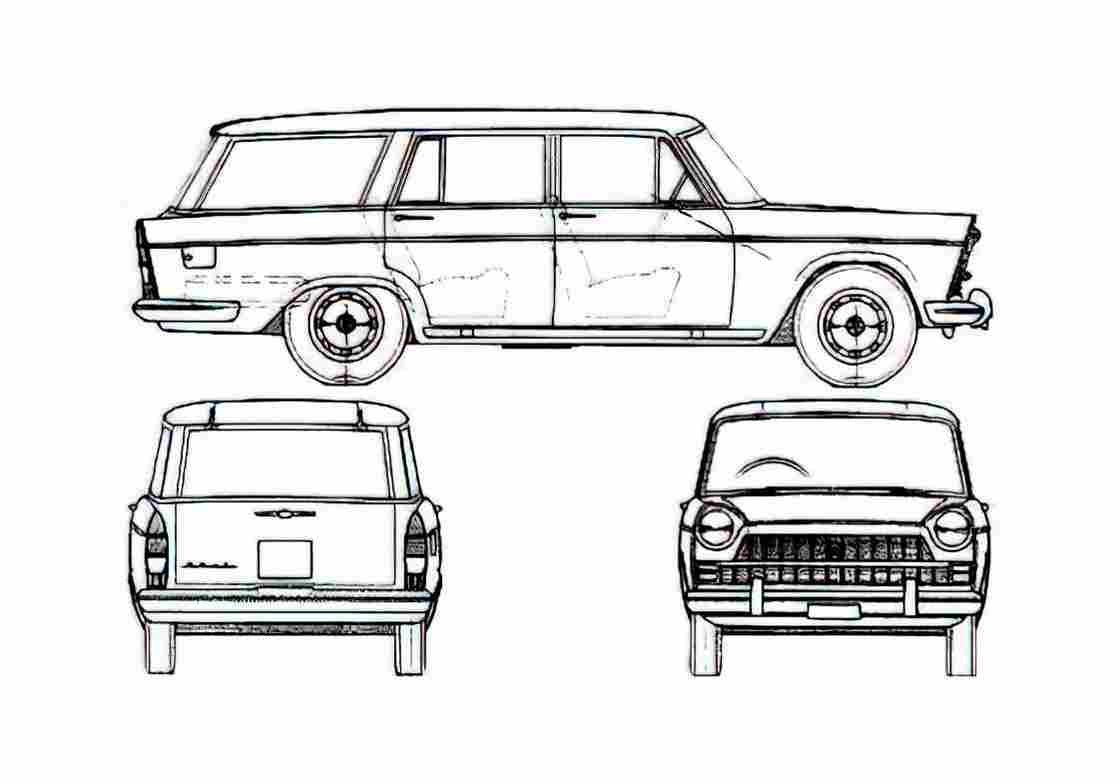 Blueprint Fiat 1800 Familliare Wagon 1961 A4 Photo Print