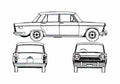Blueprint Fiat 1800 Sedan 1959 A4 Photo Print