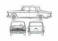 Blueprint Fiat 1800 Sedan 1961 A4 Photo Print