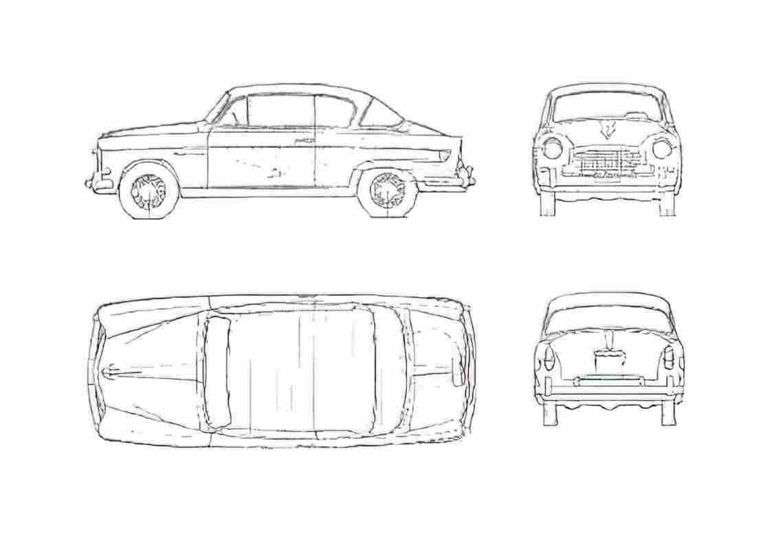 Blueprint Fiat 1900 Berlina Gran Luce Coupe 1956 A4 Photo Print