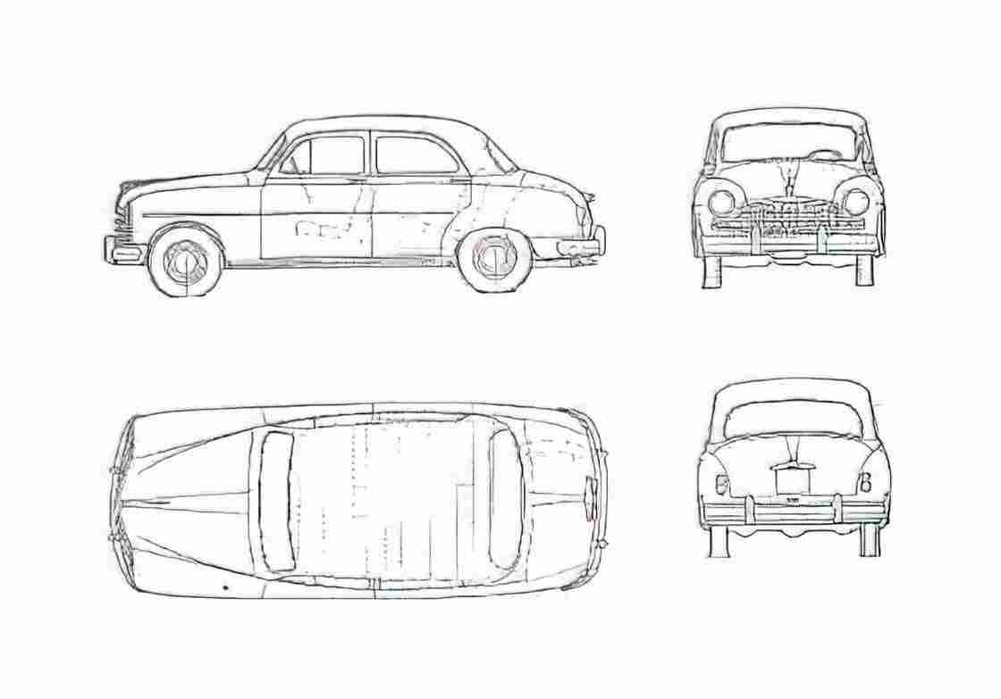 Blueprint Fiat 1900 Berlina Sedan 1952 A4 Photo Print