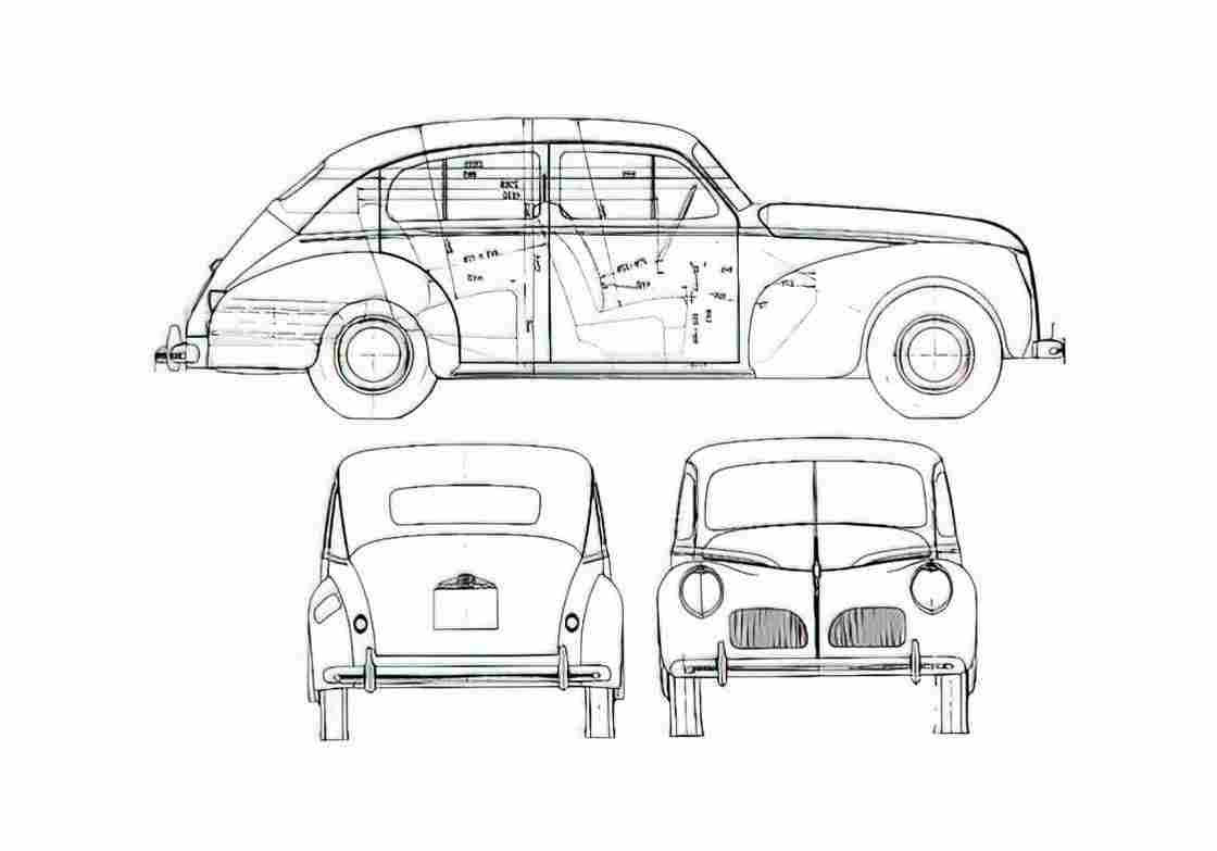 Blueprint Fiat 1900 Sedan 1941 A4 Photo Print