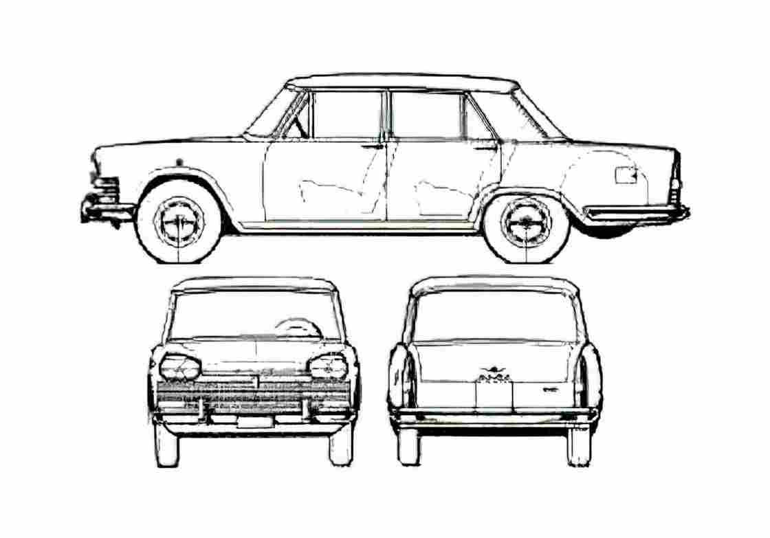 Blueprint Fiat 2100 Sedan 1961 A4 Photo Print