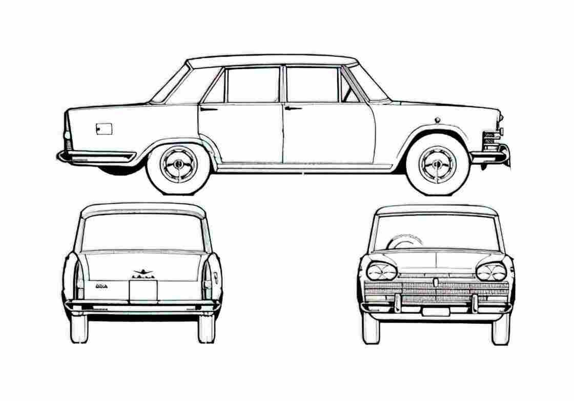 Blueprint Fiat 2100 Special Sedan 1959 A4 Photo Print