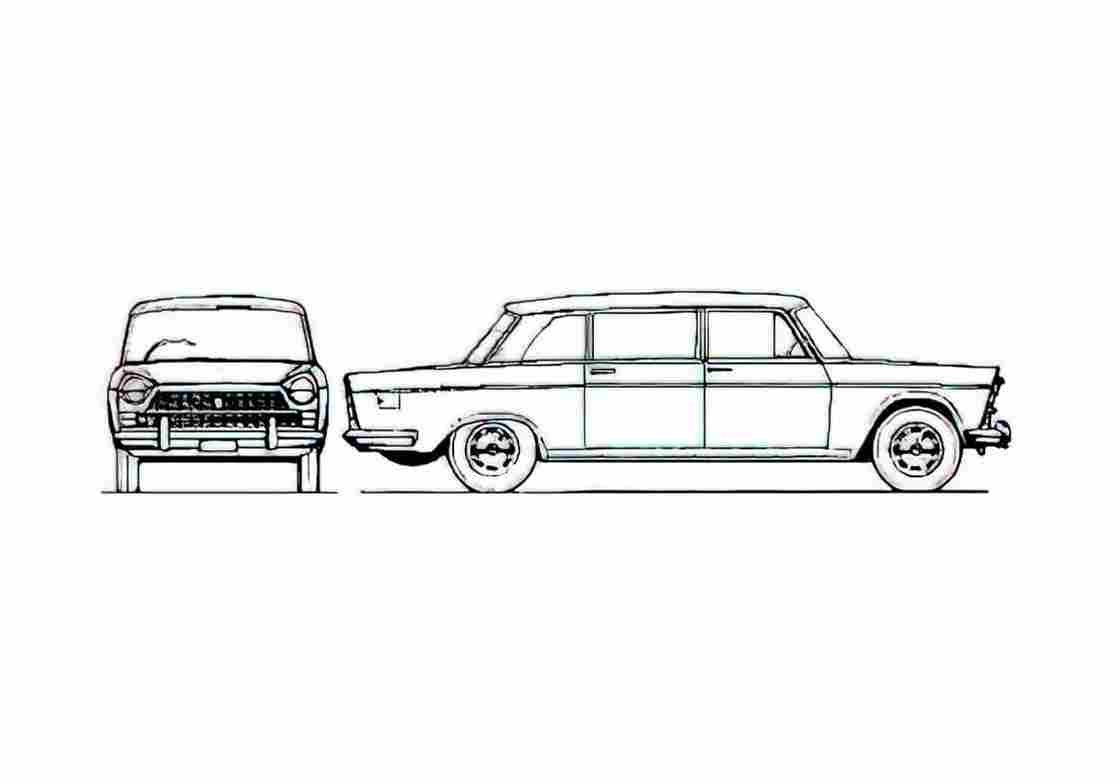 Blueprint Fiat 2300 Limousine 1963 A4 Photo Print