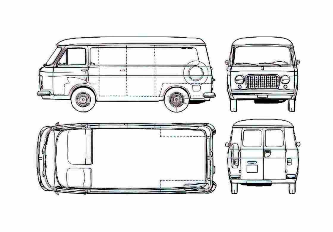 Blueprint Fiat 238 Van 1973 A4 Photo Print