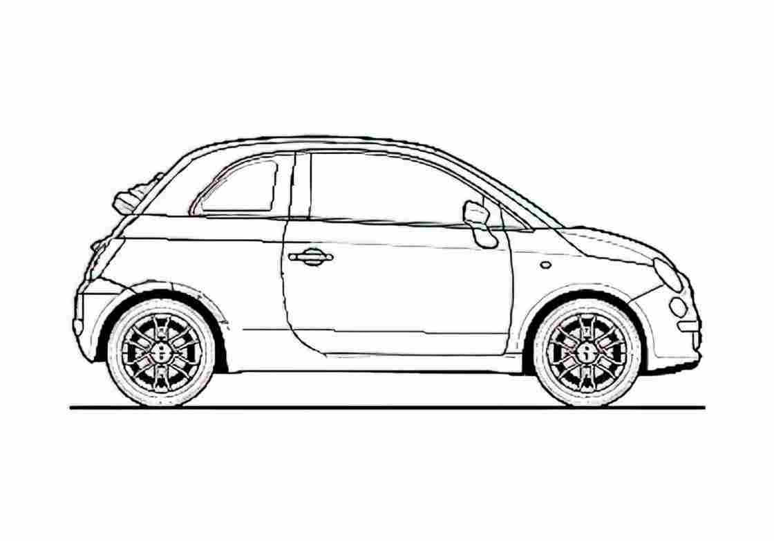 Blueprint Fiat 500 12 Pop Convertible Cabriolet 2009 A4 Photo Print