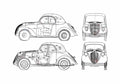 Blueprint Fiat 500 A Topolino Coupe 1936 A4 Photo Print