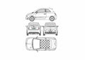 Blueprint Fiat 500 Abarth Hatchback 2009 A4 Photo Print