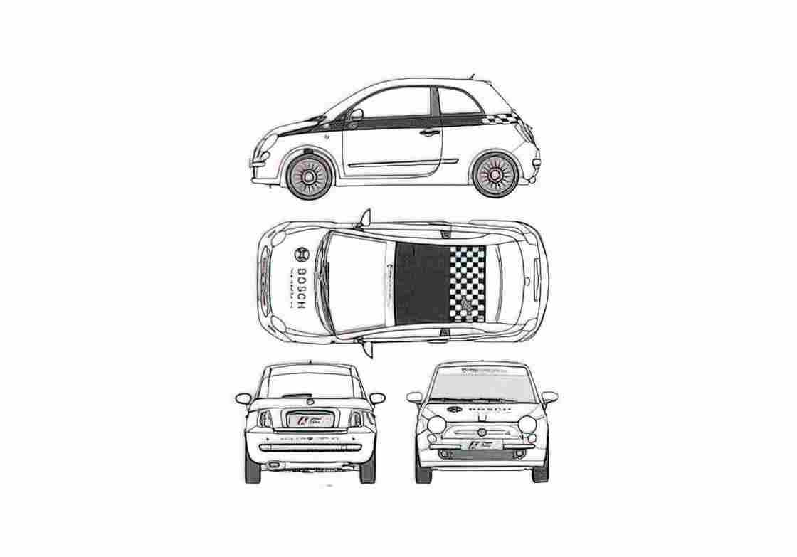 Blueprint Fiat 500 Celebrity Challenge Hatchback 2008 A4 Photo Print