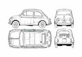 Blueprint Fiat 500 D Hatchback 1960 A4 Photo Print