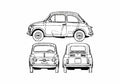 Blueprint Fiat 500 F Hatchback 1973 A4 Photo Print
