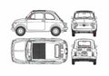 Blueprint Fiat 500 F Hatchback 1976 A4 Photo Print