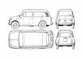 Blueprint Fiat 500 Giardiniera Wagon 1960 A4 Photo Print