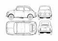 Blueprint Fiat 500 Hatchback 1968 A4 Photo Print