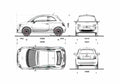 Blueprint Fiat 500 Hatchback 2007 A4 Photo Print